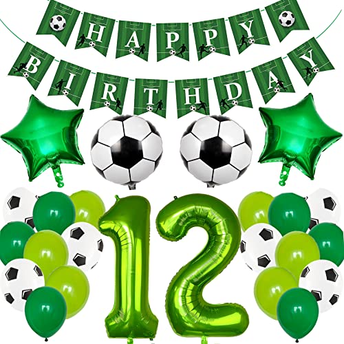 Ouceanwin Fußball 12. Geburtstag Deko Junge, Grün Luftballons Geburtstagsdeko 12 Jahre Jungen, Helium Ballon Fussball Deko mit Happy Birthday Girlande für 12 Jahre Kindergeburtstag Party Deko Ouceanwin Fußball 12. Geburtstag Deko Junge, Grün Luftballons Geburtstagsdeko 12 Jahre Jungen, Helium Ballon Fussball Deko mit Happy Birthday Girlande für 12 Jahre Kindergeburtstag Party Deko von Ouceanwin