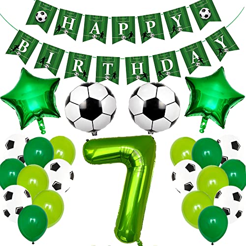 Ouceanwin Fußball 7. Geburtstag Deko Junge, Grün Luftballons Geburtstagsdeko 7 Jahre Jungen, Helium Ballon Fussball Deko mit Happy Birthday Girlande für 7 Jahr Kindergeburtstag Party Deko Ouceanwin Fußball 7. Geburtstag Deko Junge, Grün Luftballons Geburtstagsdeko 7 Jahre Jungen, Helium Ballon Fussball Deko mit Happy Birthday Girlande für 7 Jahr Kindergeburtstag Party Deko von Ouceanwin