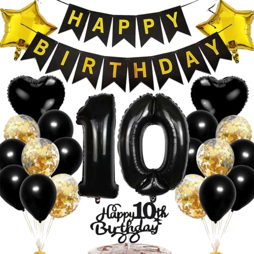 Ouceanwin Geburtstagsdeko 10 Jahre Junge Mädchen, Luftballon 10. Geburtstag Deko Schwarz Gold Tortendeko 10 Geburtstag Ballon Happy Birthday Deko, Geburtstag 10 Junge Deko 10. Geburtstag Mädchen Ouceanwin Geburtstagsdeko 10 Jahre Junge Mädchen, Luftballon 10. Geburtstag Deko Schwarz Gold Tortendeko 10 Geburtstag Ballon Happy Birthday Deko, Geburtstag 10 Junge Deko 10. Geburtstag Mädchen von Ouceanwin