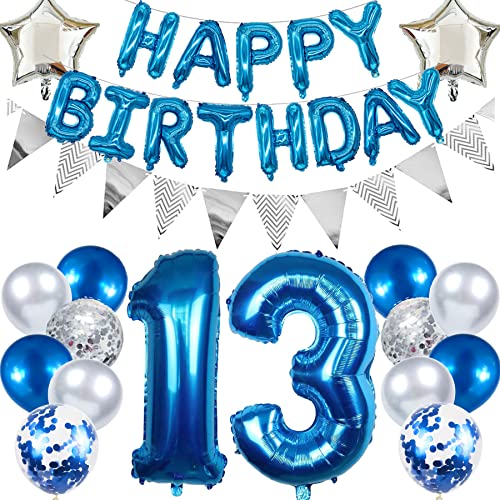 Ouceanwin Geburtstagsdeko 13 Jahre Jungen - Blau Ballon 13. Geburtstag, Luftballon Happy Birthday Deko, Kindergeburtstag Dekoration Set für Junge Ouceanwin Geburtstagsdeko 13 Jahre Jungen - Blau Ballon 13. Geburtstag, Luftballon Happy Birthday Deko, Kindergeburtstag Dekoration Set für Junge von Ouceanwin
