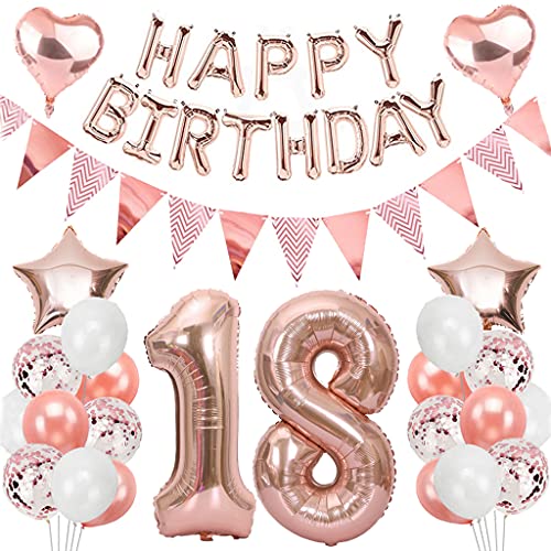 Ouceanwin Geburtstagsdeko 18 Jahre Mädchen, Rosegold Luftballon 18. Geburtstag Deko Set, Folienballon Zahl 18, Helium Ballon Happy Birthday Girlande für 18. Geburtstag Kinder Party Deko Ouceanwin Geburtstagsdeko 18 Jahre Mädchen, Rosegold Luftballon 18. Geburtstag Deko Set, Folienballon Zahl 18, Helium Ballon Happy Birthday Girlande für 18. Geburtstag Kinder Party Deko von Ouceanwin