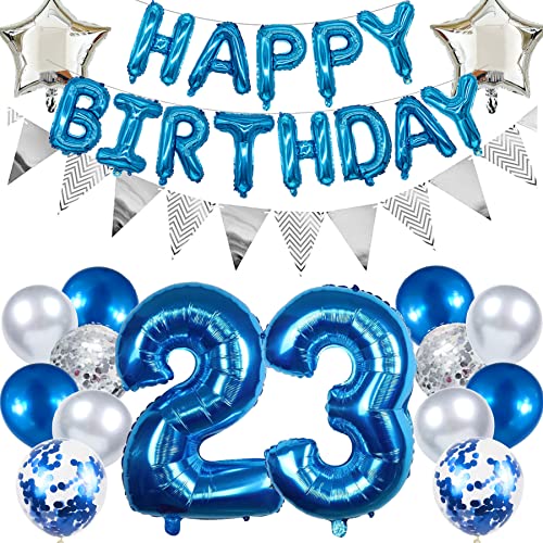 Ouceanwin Geburtstagsdeko 23 Jahre Männer, Blau Ballon 23. Geburtstag Mann, Luftballon Happy Birthday Deko Set für 23 Jahre Mann Party Dekoration Ouceanwin Geburtstagsdeko 23 Jahre Männer, Blau Ballon 23. Geburtstag Mann, Luftballon Happy Birthday Deko Set für 23 Jahre Mann Party Dekoration von Ouceanwin