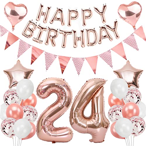 Ouceanwin Geburtstagsdeko 24 Jahre Frau, Rosegold Luftballon 24. Geburtstag Deko Set, Folienballon Zahl 24, Helium Ballon Happy Birthday Girlande für 24. Geburtstag Frauen Party Deko Ouceanwin Geburtstagsdeko 24 Jahre Frau, Rosegold Luftballon 24. Geburtstag Deko Set, Folienballon Zahl 24, Helium Ballon Happy Birthday Girlande für 24. Geburtstag Frauen Party Deko von Ouceanwin