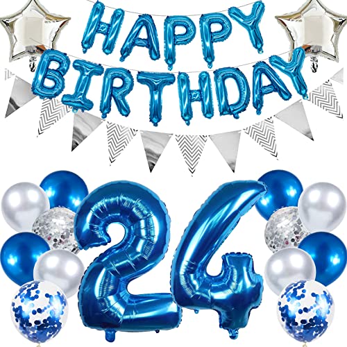 Ouceanwin Geburtstagsdeko 24 Jahre Männer, Blau Ballon 24. Geburtstag Mann, Luftballon Happy Birthday Deko Geburtstag 24 Jahre Mann Deko 24. Geburtstag Party Dekoration set Ouceanwin Geburtstagsdeko 24 Jahre Männer, Blau Ballon 24. Geburtstag Mann, Luftballon Happy Birthday Deko Geburtstag 24 Jahre Mann Deko 24. Geburtstag Party Dekoration set von Ouceanwin