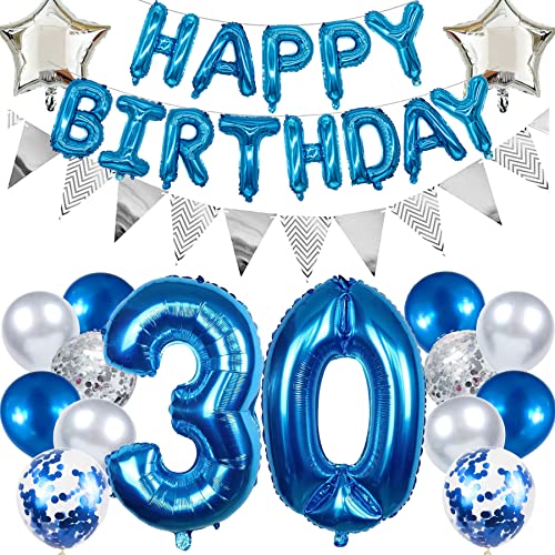 Ouceanwin Geburtstagsdeko 30 Jahre Männer, Blau Ballon 30. Geburtstag Mann, Luftballon Happy Birthday Deko Geburtstag 30 Jahre Mann Deko 30. Geburtstag Party Dekoration set Ouceanwin Geburtstagsdeko 30 Jahre Männer, Blau Ballon 30. Geburtstag Mann, Luftballon Happy Birthday Deko Geburtstag 30 Jahre Mann Deko 30. Geburtstag Party Dekoration set von Ouceanwin