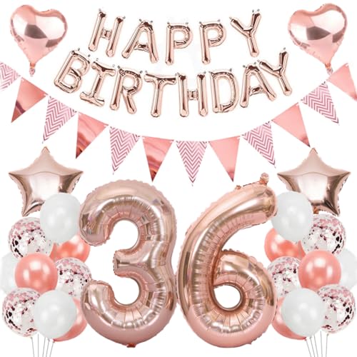 Ouceanwin Geburtstagsdeko 36 Jahre Frau, Rosegold Luftballon 36. Geburtstag Dekoration Set, Folienballon Zahl 36, Helium Ballon Happy Birthday Girlande für 36. Geburtstag Frauen Party Deko Ouceanwin Geburtstagsdeko 36 Jahre Frau, Rosegold Luftballon 36. Geburtstag Dekoration Set, Folienballon Zahl 36, Helium Ballon Happy Birthday Girlande für 36. Geburtstag Frauen Party Deko von Ouceanwin