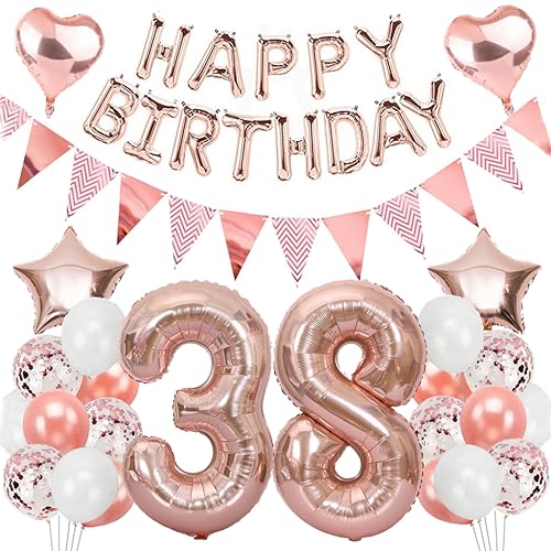 Ouceanwin Geburtstagsdeko 38 Jahre Frau, Rosegold Luftballon 38. Geburtstag Dekoration Set, Folienballon Zahl 38, Helium Ballon Happy Birthday Girlande für 38. Geburtstag Frauen Party Deko Ouceanwin Geburtstagsdeko 38 Jahre Frau, Rosegold Luftballon 38. Geburtstag Dekoration Set, Folienballon Zahl 38, Helium Ballon Happy Birthday Girlande für 38. Geburtstag Frauen Party Deko von Ouceanwin