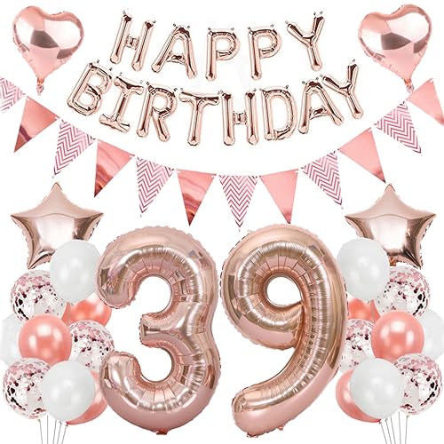 Ouceanwin Geburtstagsdeko 39 Jahre Frau, Rosegold Luftballon 39. Geburtstag Dekoration Set, Folienballon Zahl 39, Helium Ballon Happy Birthday Girlande für 39. Geburtstag Frauen Party Deko Ouceanwin Geburtstagsdeko 39 Jahre Frau, Rosegold Luftballon 39. Geburtstag Dekoration Set, Folienballon Zahl 39, Helium Ballon Happy Birthday Girlande für 39. Geburtstag Frauen Party Deko von Ouceanwin