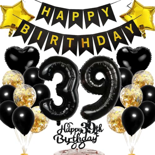 Ouceanwin Geburtstagsdeko 39 Jahre Mann Frau, Luftballon 39. Geburtstag Deko Schwarz Gold Tortendeko 39 Geburtstag Ballon Happy Birthday Deko, Geburtstag 39 Männer Deko 39. Geburtstag Frauen Ouceanwin Geburtstagsdeko 39 Jahre Mann Frau, Luftballon 39. Geburtstag Deko Schwarz Gold Tortendeko 39 Geburtstag Ballon Happy Birthday Deko, Geburtstag 39 Männer Deko 39. Geburtstag Frauen von Ouceanwin