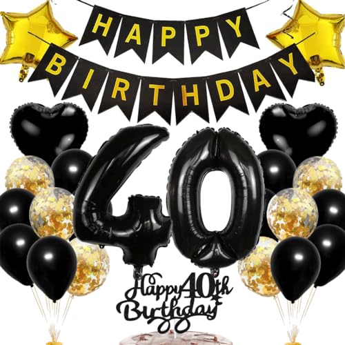 Ouceanwin Geburtstagsdeko 40 Jahre Mann Frau, Luftballon 40. Geburtstag Deko Schwarz Gold Tortendeko 40 Geburtstag Ballon Happy Birthday Deko, Geburtstag 40 Männer Deko 40. Geburtstag Frauen Ouceanwin Geburtstagsdeko 40 Jahre Mann Frau, Luftballon 40. Geburtstag Deko Schwarz Gold Tortendeko 40 Geburtstag Ballon Happy Birthday Deko, Geburtstag 40 Männer Deko 40. Geburtstag Frauen von Ouceanwin