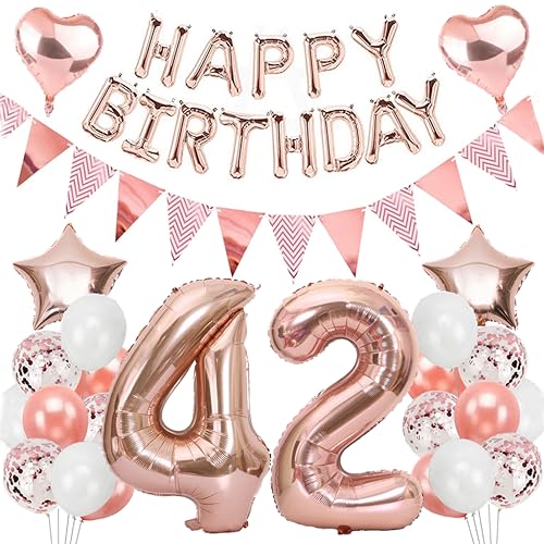 Ouceanwin Geburtstagsdeko 42 Jahre Frau, Rosegold Luftballon 42. Geburtstag Dekoration Set, Folienballon Zahl 42, Helium Ballon Happy Birthday Girlande für 42. Geburtstag Frauen Party Deko Ouceanwin Geburtstagsdeko 42 Jahre Frau, Rosegold Luftballon 42. Geburtstag Dekoration Set, Folienballon Zahl 42, Helium Ballon Happy Birthday Girlande für 42. Geburtstag Frauen Party Deko von Ouceanwin