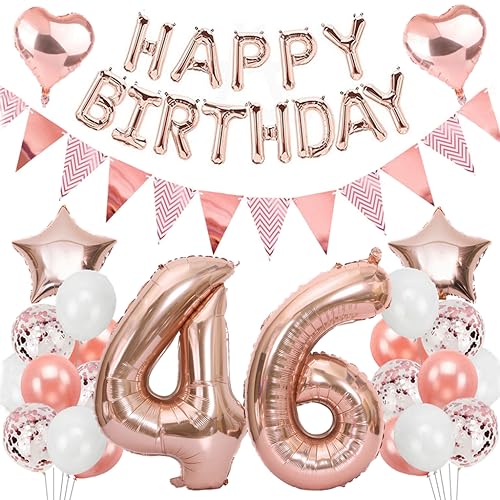 Ouceanwin Geburtstagsdeko 46 Jahre Frau, Rosegold Luftballon 46. Geburtstag Dekoration Set, Folienballon Zahl 46, Helium Ballon Happy Birthday Girlande für 46. Geburtstag Frauen Party Deko Ouceanwin Geburtstagsdeko 46 Jahre Frau, Rosegold Luftballon 46. Geburtstag Dekoration Set, Folienballon Zahl 46, Helium Ballon Happy Birthday Girlande für 46. Geburtstag Frauen Party Deko von Ouceanwin