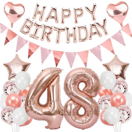 Ouceanwin Geburtstagsdeko 48 Jahre Frau, Rosegold Luftballon 48. Geburtstag Dekoration Set, Folienballon Zahl 48, Helium Ballon Happy Birthday Girlande für 48. Geburtstag Frauen Party Deko Ouceanwin Geburtstagsdeko 48 Jahre Frau, Rosegold Luftballon 48. Geburtstag Dekoration Set, Folienballon Zahl 48, Helium Ballon Happy Birthday Girlande für 48. Geburtstag Frauen Party Deko von Ouceanwin