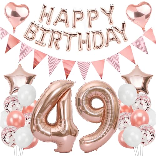 Ouceanwin Geburtstagsdeko 49 Jahre Frau, Rosegold Luftballon 49. Geburtstag Dekoration Set, Folienballon Zahl 49, Helium Ballon Happy Birthday Girlande für 49. Geburtstag Frauen Party Deko Ouceanwin Geburtstagsdeko 49 Jahre Frau, Rosegold Luftballon 49. Geburtstag Dekoration Set, Folienballon Zahl 49, Helium Ballon Happy Birthday Girlande für 49. Geburtstag Frauen Party Deko von Ouceanwin
