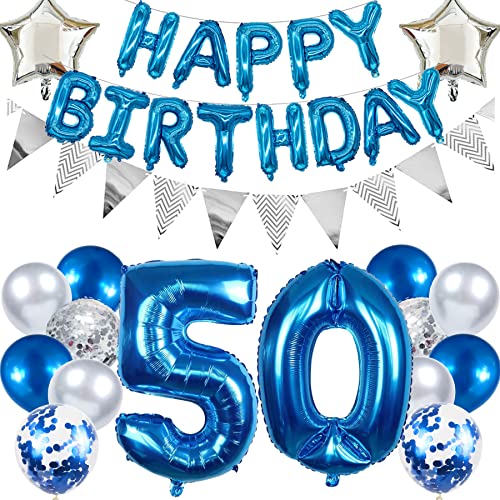 Ouceanwin Geburtstagsdeko 50 Jahre Männer, Blau Ballon 50. Geburtstag Mann, Luftballon Happy Birthday Deko Geburtstag 50 Jahre Mann Deko 50. Geburtstags Party Dekoration set Ouceanwin Geburtstagsdeko 50 Jahre Männer, Blau Ballon 50. Geburtstag Mann, Luftballon Happy Birthday Deko Geburtstag 50 Jahre Mann Deko 50. Geburtstags Party Dekoration set von Ouceanwin