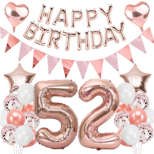 Ouceanwin Geburtstagsdeko 52 Jahre Frau, Rosegold Luftballon 52. Geburtstag Dekoration Set, Folienballon Zahl 52, Helium Ballon Happy Birthday Girlande für 52. Geburtstag Frauen Party Deko Ouceanwin Geburtstagsdeko 52 Jahre Frau, Rosegold Luftballon 52. Geburtstag Dekoration Set, Folienballon Zahl 52, Helium Ballon Happy Birthday Girlande für 52. Geburtstag Frauen Party Deko von Ouceanwin