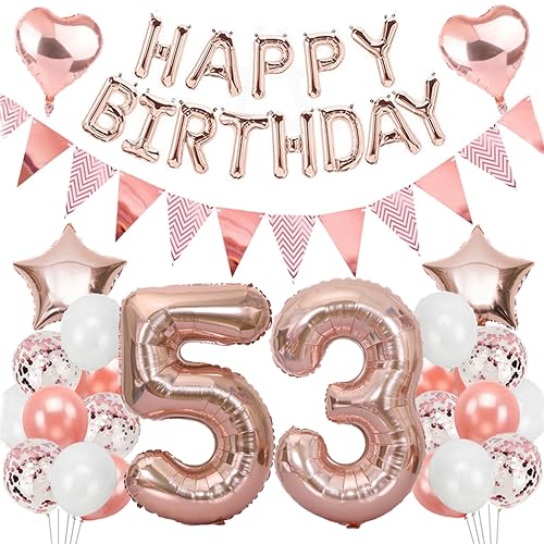 Ouceanwin Geburtstagsdeko 53 Jahre Frau, Rosegold Luftballon 53. Geburtstag Dekoration Set, Folienballon Zahl 53, Helium Ballon Happy Birthday Girlande für 53. Geburtstag Frauen Party Deko Ouceanwin Geburtstagsdeko 53 Jahre Frau, Rosegold Luftballon 53. Geburtstag Dekoration Set, Folienballon Zahl 53, Helium Ballon Happy Birthday Girlande für 53. Geburtstag Frauen Party Deko von Ouceanwin