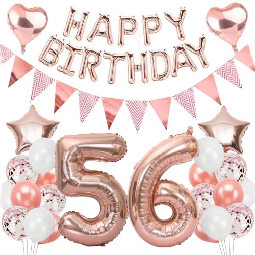 Ouceanwin Geburtstagsdeko 56 Jahre Frau, Rosegold Luftballon 56. Geburtstag Dekoration Set, Folienballon Zahl 56, Helium Ballon Happy Birthday Girlande für 56. Geburtstag Frauen Party Deko Ouceanwin Geburtstagsdeko 56 Jahre Frau, Rosegold Luftballon 56. Geburtstag Dekoration Set, Folienballon Zahl 56, Helium Ballon Happy Birthday Girlande für 56. Geburtstag Frauen Party Deko von Ouceanwin