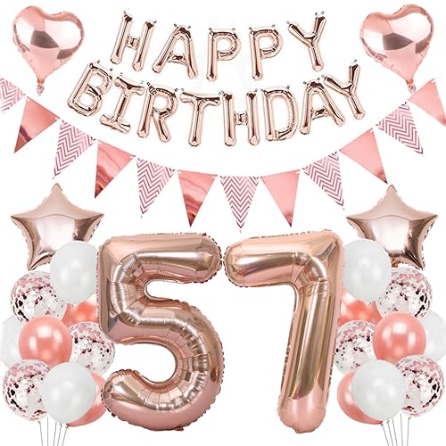 Ouceanwin Geburtstagsdeko 57 Jahre Frau, Rosegold Luftballon 57. Geburtstag Dekoration Set, Folienballon Zahl 57, Helium Ballon Happy Birthday Girlande für 57. Geburtstag Frauen Party Deko Ouceanwin Geburtstagsdeko 57 Jahre Frau, Rosegold Luftballon 57. Geburtstag Dekoration Set, Folienballon Zahl 57, Helium Ballon Happy Birthday Girlande für 57. Geburtstag Frauen Party Deko von Ouceanwin