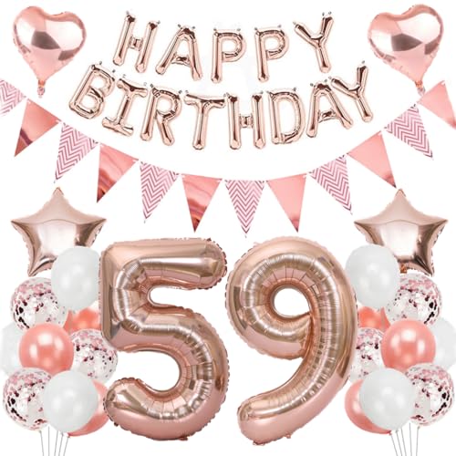 Ouceanwin Geburtstagsdeko 59 Jahre Frau, Rosegold Luftballon 59. Geburtstag Dekoration Set, Folienballon Zahl 59, Helium Ballon Happy Birthday Girlande für 59. Geburtstag Frauen Party Deko Ouceanwin Geburtstagsdeko 59 Jahre Frau, Rosegold Luftballon 59. Geburtstag Dekoration Set, Folienballon Zahl 59, Helium Ballon Happy Birthday Girlande für 59. Geburtstag Frauen Party Deko von Ouceanwin