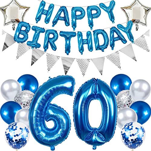 Ouceanwin Geburtstagsdeko 60 Jahre Männer, Blau Ballon 60. Geburtstag Mann, Luftballon Happy Birthday Deko Geburtstag 60 Jahre Mann Deko 60. Geburtstag Party Dekoration set Ouceanwin Geburtstagsdeko 60 Jahre Männer, Blau Ballon 60. Geburtstag Mann, Luftballon Happy Birthday Deko Geburtstag 60 Jahre Mann Deko 60. Geburtstag Party Dekoration set von Ouceanwin