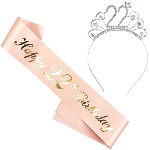 Ouceanwin Geburtstagskrone Schärpe Junggesellinnenabschied Set, Kristall Tiara Krone Haarreif Stirnband mit Schärpe aus Satin für 22 Geburtstag Mädchen Kinder Deko Accessoires Geschenk Ouceanwin Geburtstagskrone Schärpe Junggesellinnenabschied Set, Kristall Tiara Krone Haarreif Stirnband mit Schärpe aus Satin für 22 Geburtstag Mädchen Kinder Deko Accessoires Geschenk von Ouceanwin