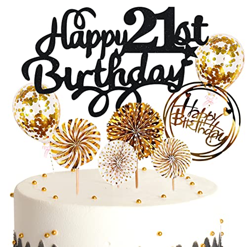 Ouceanwin Kuchendeko 21. Geburtstag Mann Frau, Glitter Tortendeko Geburtstags 21 Männer Kuchen Topper 21 Geburtstag Deko Cake Topper Happy Birthday Schwarz Gold für 21 Jahre Frau Geburtstagstorte Deko Ouceanwin Kuchendeko 21. Geburtstag Mann Frau, Glitter Tortendeko Geburtstags 21 Männer Kuchen Topper 21 Geburtstag Deko Cake Topper Happy Birthday Schwarz Gold für 21 Jahre Frau Geburtstagstorte Deko von Ouceanwin