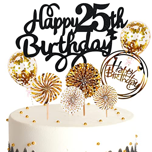 Ouceanwin Kuchendeko 25. Geburtstag Mann Frau, Glitter Tortendeko Geburtstag 25 Männer Kuchen Topper 25 Geburtstag Deko Cake Topper Happy Birthday Schwarz Gold für 25 Jahre Frau Geburtstagstorte Deko Ouceanwin Kuchendeko 25. Geburtstag Mann Frau, Glitter Tortendeko Geburtstag 25 Männer Kuchen Topper 25 Geburtstag Deko Cake Topper Happy Birthday Schwarz Gold für 25 Jahre Frau Geburtstagstorte Deko von Ouceanwin