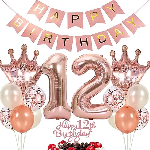 Ouceanwin Luftballon 12. Geburtstag Deko Mädchen, Rosegold Geburtstagsdeko 12 Jahre Mädchen, Folienballon Happy Birthday Deko 12. Geburtstag Kinder, Ballons 12. Geburtstags Dekoration Set Ouceanwin Luftballon 12. Geburtstag Deko Mädchen, Rosegold Geburtstagsdeko 12 Jahre Mädchen, Folienballon Happy Birthday Deko 12. Geburtstag Kinder, Ballons 12. Geburtstags Dekoration Set von Ouceanwin
