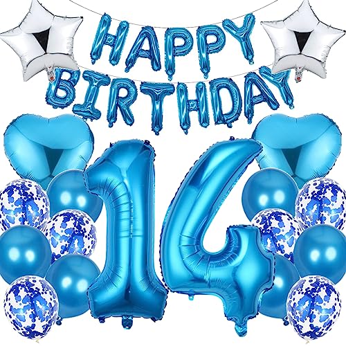 Ouceanwin Luftballon 14. Geburtstag Deko Jungen, Blau Geburtstagsdeko 14 Jahre Junge, Folienballon Happy Birthday Deko 14. Geburtstag Jungen Kinder, Ballons 14. Geburtstag Dekoration Set Ouceanwin Luftballon 14. Geburtstag Deko Jungen, Blau Geburtstagsdeko 14 Jahre Junge, Folienballon Happy Birthday Deko 14. Geburtstag Jungen Kinder, Ballons 14. Geburtstag Dekoration Set von Ouceanwin