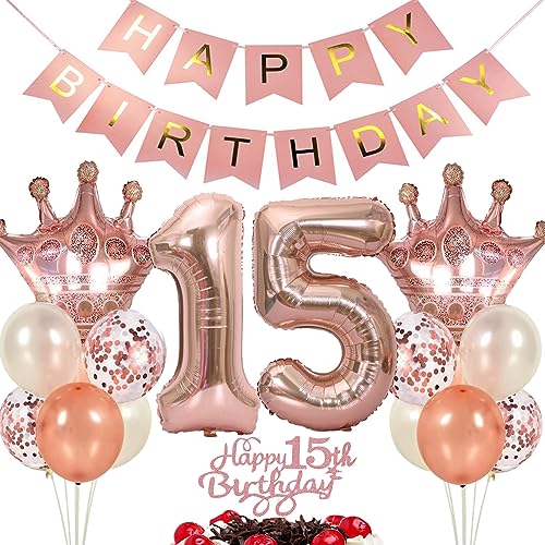 Ouceanwin Luftballon 15. Geburtstag Deko Mädchen, Rosegold Geburtstagsdeko 15 Jahre Mädchen, Folienballon Happy Birthday Deko 15. Geburtstag Kinder, Ballons 15. Geburtstags Dekoration Set Ouceanwin Luftballon 15. Geburtstag Deko Mädchen, Rosegold Geburtstagsdeko 15 Jahre Mädchen, Folienballon Happy Birthday Deko 15. Geburtstag Kinder, Ballons 15. Geburtstags Dekoration Set von Ouceanwin