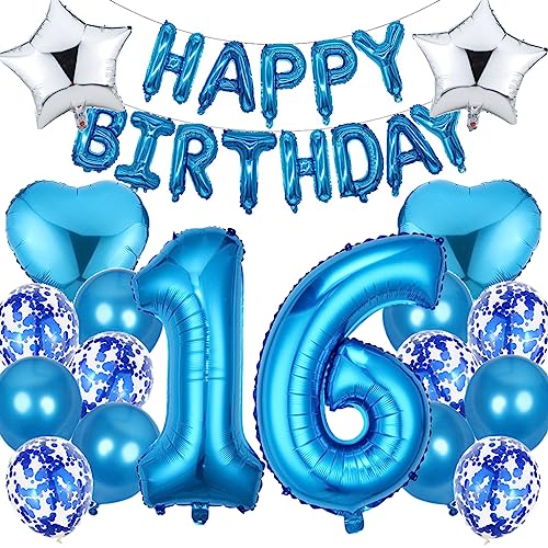 Ouceanwin Luftballon 16. Geburtstag Deko Jungen, Blau Geburtstagsdeko 16 Jahre Junge, Folienballon Happy Birthday 16. Geburtstag Jungen Kinder, Ballons 16. Geburtstags Dekoration Set Ouceanwin Luftballon 16. Geburtstag Deko Jungen, Blau Geburtstagsdeko 16 Jahre Junge, Folienballon Happy Birthday 16. Geburtstag Jungen Kinder, Ballons 16. Geburtstags Dekoration Set von Ouceanwin
