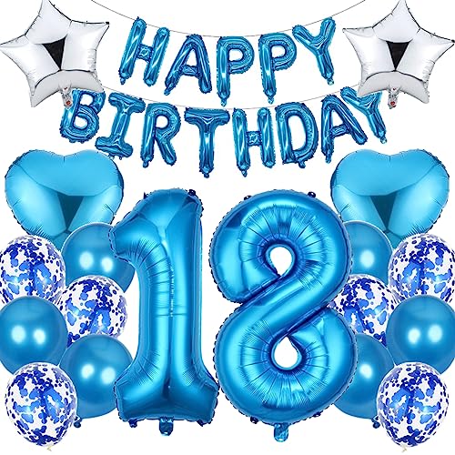 Ouceanwin Luftballon 18. Geburtstag Deko Jungen, Blau Geburtstagsdeko 18 Jahre Junge, Folienballon Happy Birthday Deko 18. Geburtstag Jungen Kinder, Ballons 18. Geburtstag Dekoration Set Ouceanwin Luftballon 18. Geburtstag Deko Jungen, Blau Geburtstagsdeko 18 Jahre Junge, Folienballon Happy Birthday Deko 18. Geburtstag Jungen Kinder, Ballons 18. Geburtstag Dekoration Set von Ouceanwin