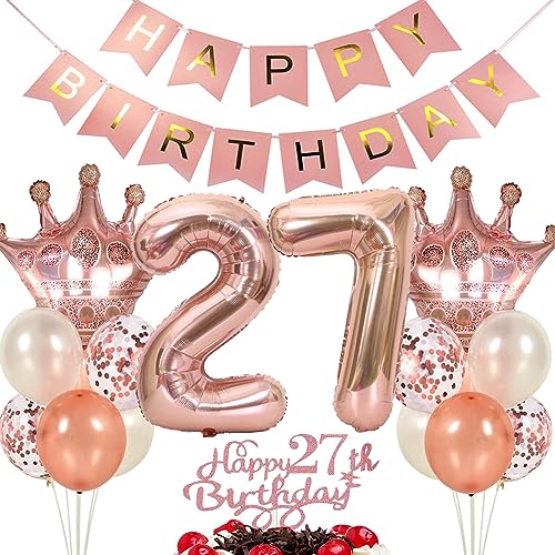 Ouceanwin Luftballon 27. Geburtstag Deko Frauen, Rosegold Geburtstagsdeko 27 Jahre Frau, Tortendeko 27 Geburtstag Frauen, Ballons Happy Birthday Deko 27. Geburtstag Frauen Party Dekoration Set Ouceanwin Luftballon 27. Geburtstag Deko Frauen, Rosegold Geburtstagsdeko 27 Jahre Frau, Tortendeko 27 Geburtstag Frauen, Ballons Happy Birthday Deko 27. Geburtstag Frauen Party Dekoration Set von Ouceanwin