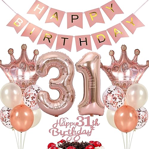 Ouceanwin Luftballon 31. Geburtstag Deko Frauen, Rosegold Geburtstagsdeko 31 Jahre Frau, Tortendeko 31 Geburtstag Frauen, Ballons Happy Birthday Deko 31. Geburtstag Frauen Party Dekoration Set Ouceanwin Luftballon 31. Geburtstag Deko Frauen, Rosegold Geburtstagsdeko 31 Jahre Frau, Tortendeko 31 Geburtstag Frauen, Ballons Happy Birthday Deko 31. Geburtstag Frauen Party Dekoration Set von Ouceanwin