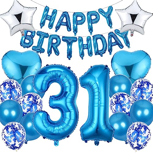 Ouceanwin Luftballon 31. Geburtstag Deko Mann, Blau Geburtstagsdeko 31 Jahre Männer, Folienballon Happy Birthday Deko 31. Geburtstag Mann Frauen, Ballons 31. Geburtstag Dekoration Set Ouceanwin Luftballon 31. Geburtstag Deko Mann, Blau Geburtstagsdeko 31 Jahre Männer, Folienballon Happy Birthday Deko 31. Geburtstag Mann Frauen, Ballons 31. Geburtstag Dekoration Set von Ouceanwin