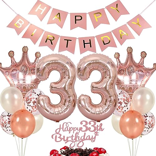 Ouceanwin Luftballon 33. Geburtstag Deko Frauen, Rosegold Geburtstagsdeko 33 Jahre Frau, Tortendeko 33 Geburtstag Frauen, Ballons Happy Birthday Deko 33. Geburtstag Frauen Party Dekoration Set Ouceanwin Luftballon 33. Geburtstag Deko Frauen, Rosegold Geburtstagsdeko 33 Jahre Frau, Tortendeko 33 Geburtstag Frauen, Ballons Happy Birthday Deko 33. Geburtstag Frauen Party Dekoration Set von Ouceanwin