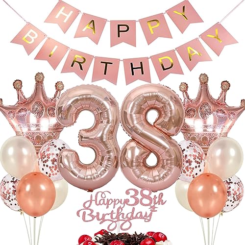 Ouceanwin Luftballon 38. Geburtstag Deko für Frauen - Rosegold Geburtstagsdeko, Tortendeko, Happy Birthday Party Dekoration Set Ouceanwin Luftballon 38. Geburtstag Deko für Frauen - Rosegold Geburtstagsdeko, Tortendeko, Happy Birthday Party Dekoration Set von Ouceanwin