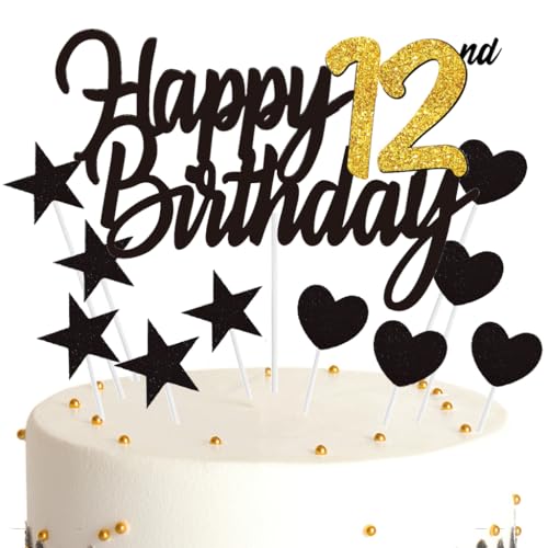 Ouceanwin Tortendeko 12 Geburtstag Mädchen Junge, Cake Topper Happy 12th Birthday Deko Schwarz Gold, Glitter Kuchendeko Geburtstag 12 Jahre Kuchen Topper 12. Geburtstag Junge Mädchen Ouceanwin Tortendeko 12 Geburtstag Mädchen Junge, Cake Topper Happy 12th Birthday Deko Schwarz Gold, Glitter Kuchendeko Geburtstag 12 Jahre Kuchen Topper 12. Geburtstag Junge Mädchen von Ouceanwin