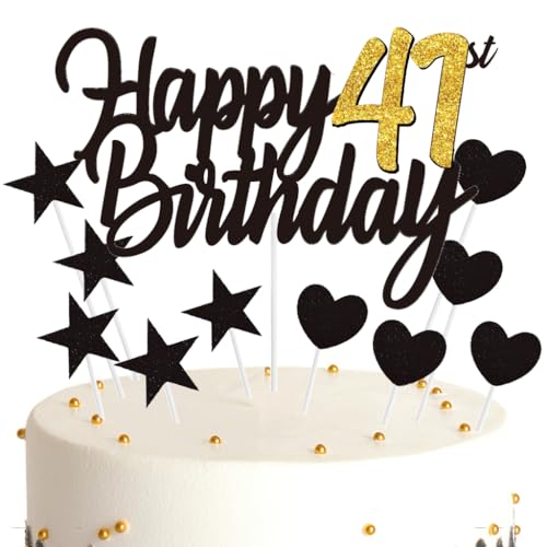 Ouceanwin Tortendeko 41 Geburtstag Frau Mann, Cake Topper Happy 41th Birthday Deko Schwarz Gold, Glitter Kuchendeko Geburtstag 41 Jahre Kuchen Topper 41. Geburtstag Frauen Männer Ouceanwin Tortendeko 41 Geburtstag Frau Mann, Cake Topper Happy 41th Birthday Deko Schwarz Gold, Glitter Kuchendeko Geburtstag 41 Jahre Kuchen Topper 41. Geburtstag Frauen Männer von Ouceanwin