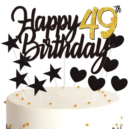 Ouceanwin Tortendeko 49 Geburtstag Frau Mann, Cake Topper Happy 49th Birthday Deko Schwarz Gold, Glitter Kuchendeko Geburtstag 49 Jahre Kuchen Topper 49. Geburtstag Frauen Männer Ouceanwin Tortendeko 49 Geburtstag Frau Mann, Cake Topper Happy 49th Birthday Deko Schwarz Gold, Glitter Kuchendeko Geburtstag 49 Jahre Kuchen Topper 49. Geburtstag Frauen Männer von Ouceanwin