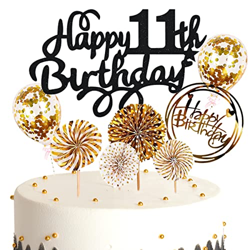 Ouceanwin Tortendeko Geburtstag 11 Mädchen, Glitter Kuchendeko 11. Geburtstag Junge Kuchen Topper 11 Geburtstag Deko Cake Topper Happy Birthday Schwarz Gold für 11 Jahre Kinder Geburtstagstorte Deko Ouceanwin Tortendeko Geburtstag 11 Mädchen, Glitter Kuchendeko 11. Geburtstag Junge Kuchen Topper 11 Geburtstag Deko Cake Topper Happy Birthday Schwarz Gold für 11 Jahre Kinder Geburtstagstorte Deko von Ouceanwin