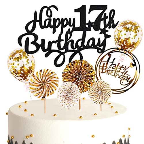 Ouceanwin Tortendeko Geburtstag 17 Mädchen, Glitter Kuchendeko 17. Geburtstag Junge Kuchen Topper 17 Geburtstag Deko Cake Topper Happy Birthday Schwarz Gold für 17 Jahre Kinder Geburtstagstorte Deko Ouceanwin Tortendeko Geburtstag 17 Mädchen, Glitter Kuchendeko 17. Geburtstag Junge Kuchen Topper 17 Geburtstag Deko Cake Topper Happy Birthday Schwarz Gold für 17 Jahre Kinder Geburtstagstorte Deko von Ouceanwin