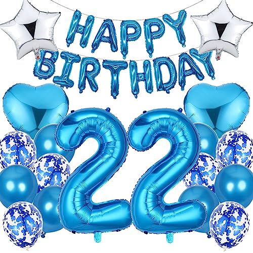 Ouceanwin Luftballon 22. Geburtstag Deko Jungen, Blau Geburtstagsdeko 22 Jahre Junge, Folienballon Happy Birthday Deko 22. Geburtstag Jungen Kinder, Ballons 22. Geburtstag Dekoration Set Ouceanwin Luftballon 22. Geburtstag Deko Jungen, Blau Geburtstagsdeko 22 Jahre Junge, Folienballon Happy Birthday Deko 22. Geburtstag Jungen Kinder, Ballons 22. Geburtstag Dekoration Set von Ouceanwin