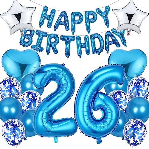 Ouceanwin Luftballon 26. Geburtstag Deko Mann, Blau Geburtstagsdeko 26 Jahre Männer, Folienballon Happy Birthday Deko 26. Geburtstag Mann Frauen, Ballons 26. Geburtstag Dekoration Set Ouceanwin Luftballon 26. Geburtstag Deko Mann, Blau Geburtstagsdeko 26 Jahre Männer, Folienballon Happy Birthday Deko 26. Geburtstag Mann Frauen, Ballons 26. Geburtstag Dekoration Set von Ouceanwin