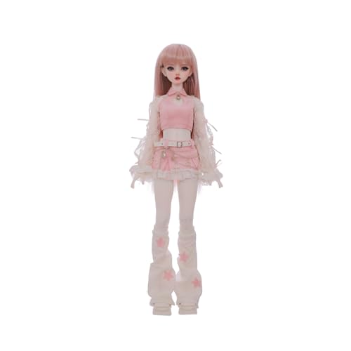 Oueneifs Bariy 1/4 Bjd Puppe Mädchen rosa Rock niedlicher Stil langes glattes Haar Ball Gelenkpuppe Komplettes Set für 15+ Jahre alt von Oueneifs
