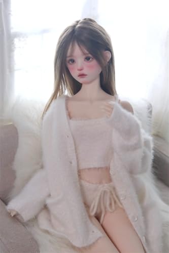 Puppenkleidungsset für BJD, Harz-Spielzeugpuppenzubehör, Strickjacke+ Weste+ Hose (Weiß, für 1/4 BJD-Puppe) von Oueneifs
