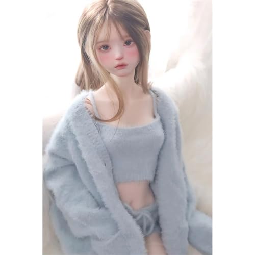 Puppenkleidungsset für BJD, Harz-Spielzeugpuppenzubehör, Strickjacke, Weste, Hose (Blau, für 1/4 BJD-Puppe) von Oueneifs