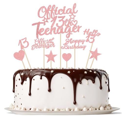 Ouligay 13 Geburtstag Tortendeko Rosa Official Teenager 13th Birthday Cupcake Toppers Rosa Glitter 13 Happy Birthday Kuchen Deko für 13. Geburtstag Kuchendeko Dekoration Mädchen Jungen Ouligay 13 Geburtstag Tortendeko Rosa Official Teenager 13th Birthday Cupcake Toppers Rosa Glitter 13 Happy Birthday Kuchen Deko für 13. Geburtstag Kuchendeko Dekoration Mädchen Jungen von Ouligay