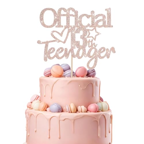Ouligay 13 Geburtstag Tortendeko Glitter Rose Official Teenager 13 Kuchen Deko Offiziell Teenager 13th Birthday Cake Topper Happy Birthday Kuchendeko 13. Geburtstag Dekoration für Mädchen Jungen von Ouligay